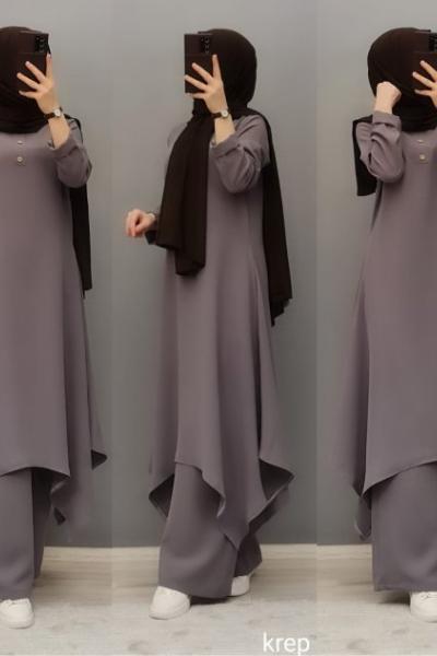 Krep Kumaş Takımım Gri