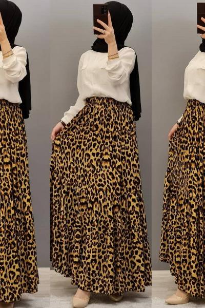 Leopar Eteğim Siyah Sari