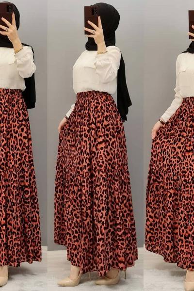 Leopar Eteğim Siyah Kırmızı
