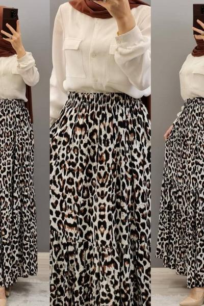 Leopar Eteğim Gri Siyah