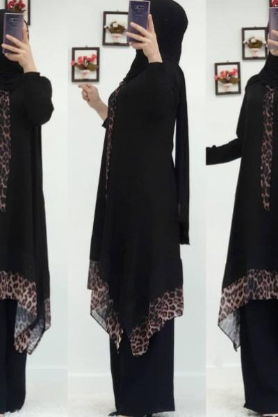 Leopar Tunik Siyah Taba