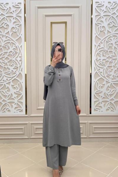 Lima Tesettür Takım  Açık Gri