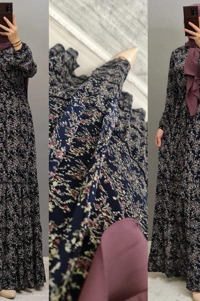 Liralık Elbise Eteği Fırfırlı  Çingene Model Mor