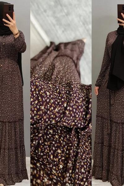 Liralık Elbise Eteği Fırfırlı  Çingene Model Mürdüm