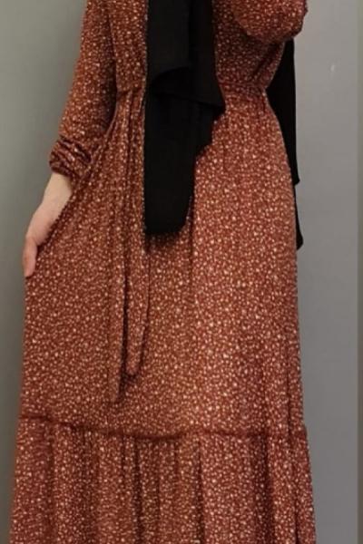 Liralık Elbise Eteği Fırfırlı  Çingene Model Kiremit