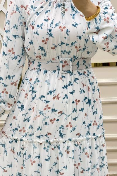 Manolya Elbise Beyaz mavi