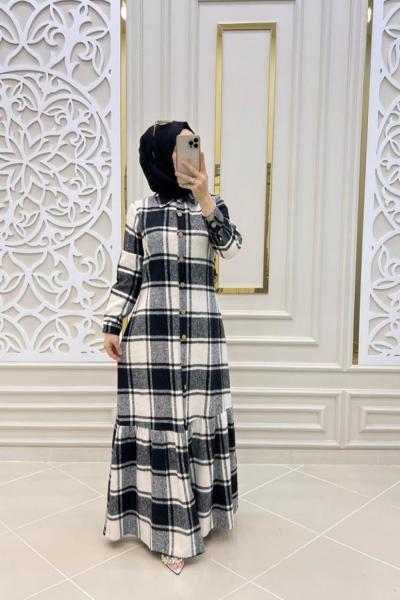 Manşet Elbisem Beyaz Siyah