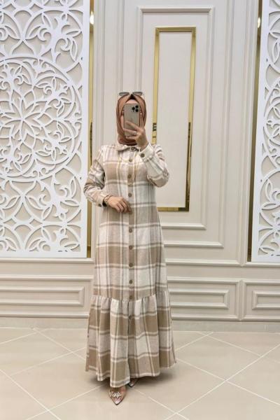 Manşet Elbisem Beyaz camel