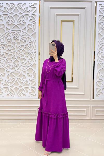 Melek Tesettür Elbise  Eflatun