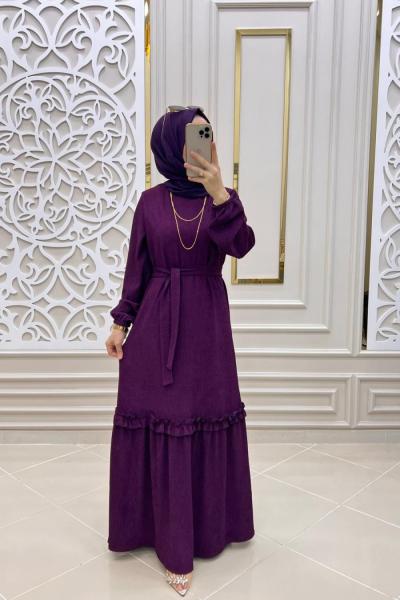 Melek Tesettür Elbise  Mor