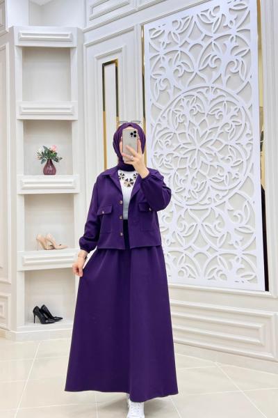 Mini Tesettür Takım  Mor