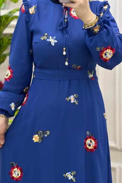 Nazlı Elbisem Saks Mavisi