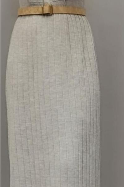 Önü Düğmeli Triko Elbisem Gri