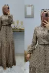 Önü Düğmeli Beli İpli Elbisem Vizon