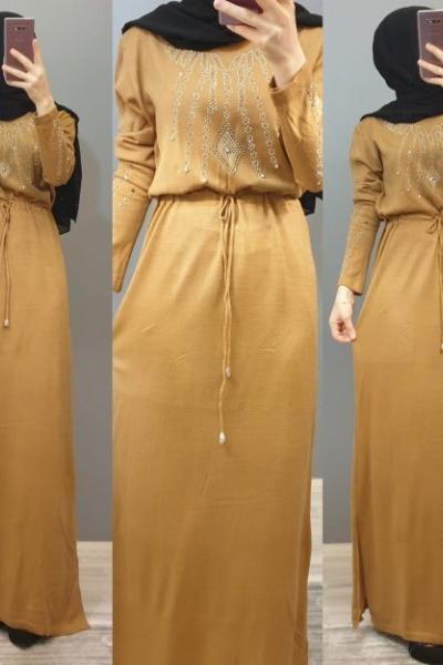 Önü Taşlı Elbisem  Soğan Kabuğu