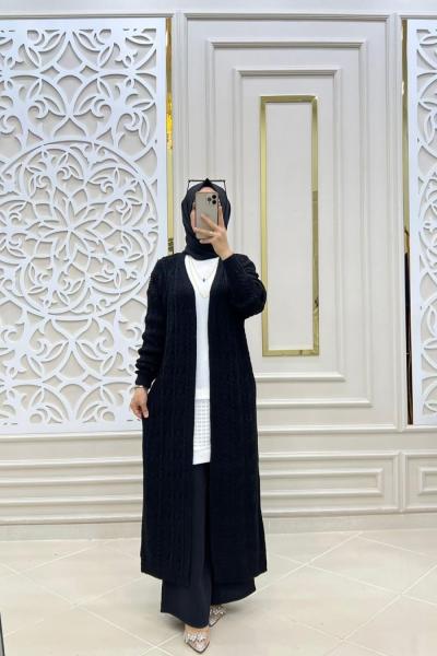 Örgü Triko Hırka  Siyah