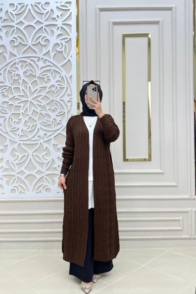 Örgü Triko Hırka  Kahverengi