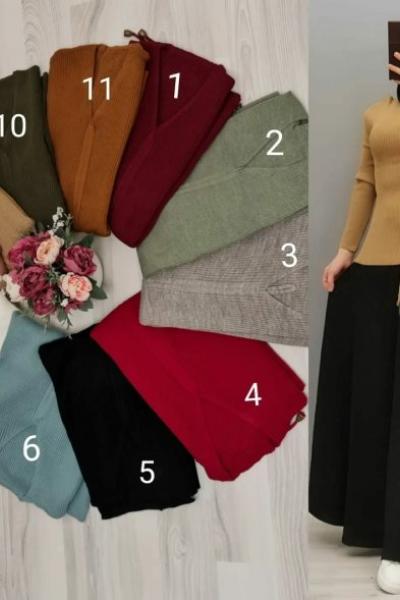 Ortadan İpli Kazağım Siyah