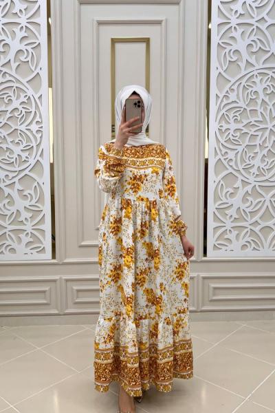 Papatya Tesettür Elbisem  Sarı