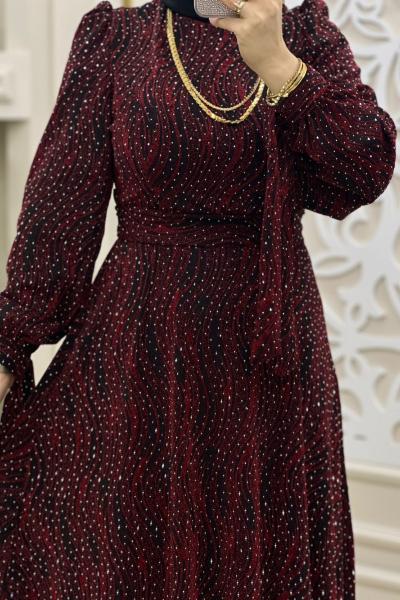 Pırıltılı Elbisem  Bordo