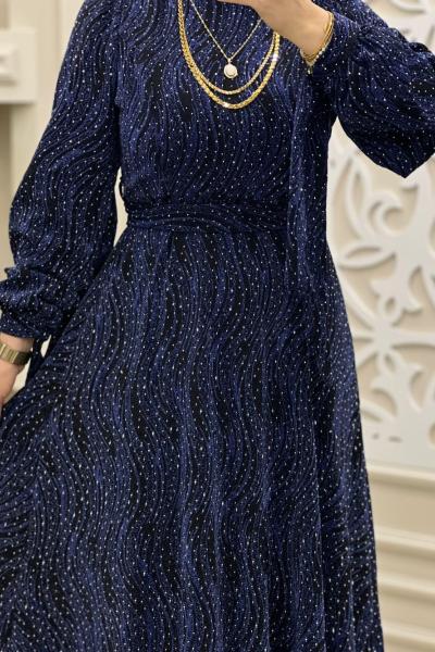 Pırıltılı Elbisem  Saks Mavisi