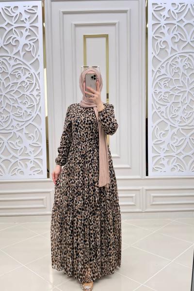 Pita Tesettür Elbisem Leopar