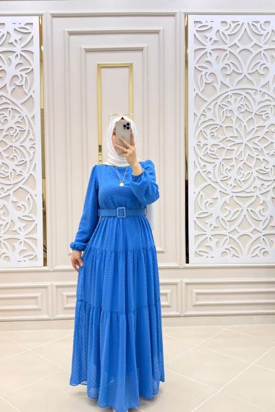 Pıtır Elbise  Saks Mavisi