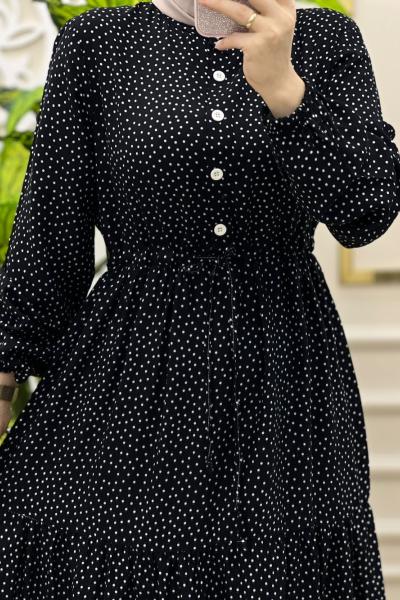 Puantiye Elbise Siyah