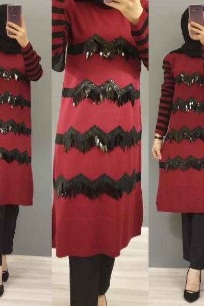 Pul Payet Tuniğim Bordo