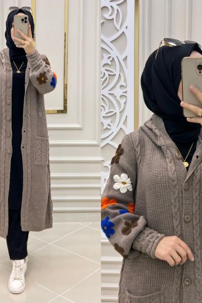 Renkli Papatya Hırkam Koyu Vizon