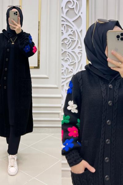 Renkli Papatya Hırkam Siyah