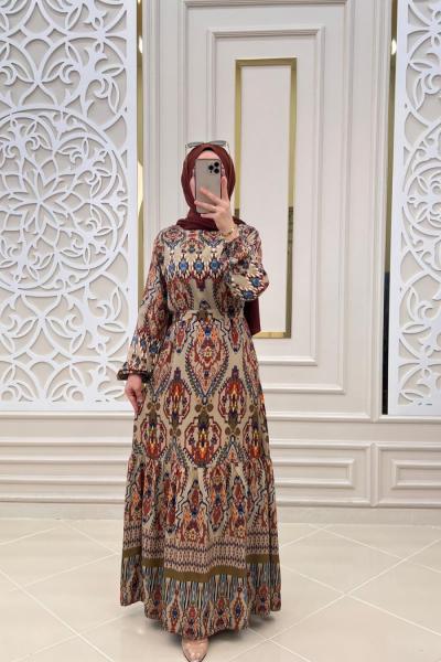 Şahane Tesettür Elbisem Vizon