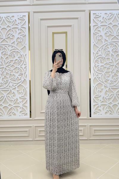 Sardunya Tesettür Elbisem Beyaz