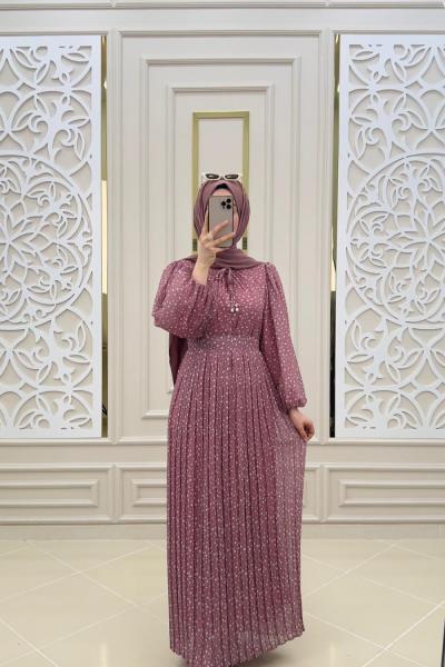 Sardunya Tesettür Elbisem Pembe