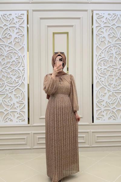 Sardunya Tesettür Elbisem Vizon