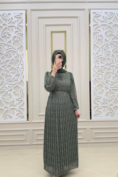 Sardunya Tesettür Elbisem Yeşil