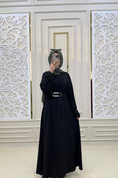 Selin Tesettür Elbise  Siyah