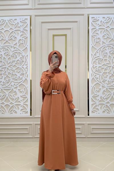 Selin Tesettür Elbise  Somon