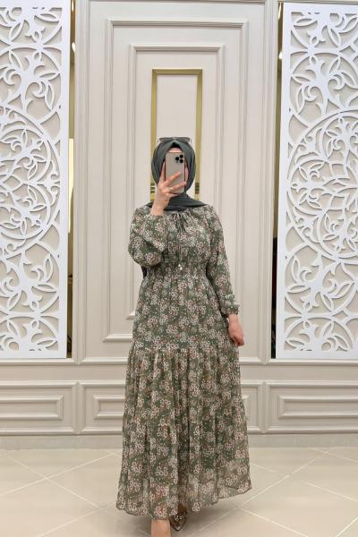 Sevim Tesettür Elbisem Haki