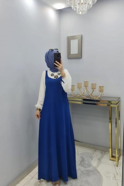 Şevval Jile Elbise Saks Mavisi