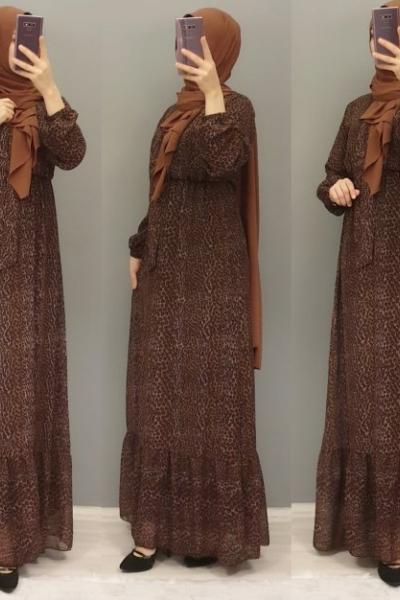 ŞİFON ELBİSEM Kahverengi