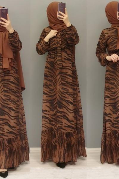 ŞİFON ELBİSEM Leopar