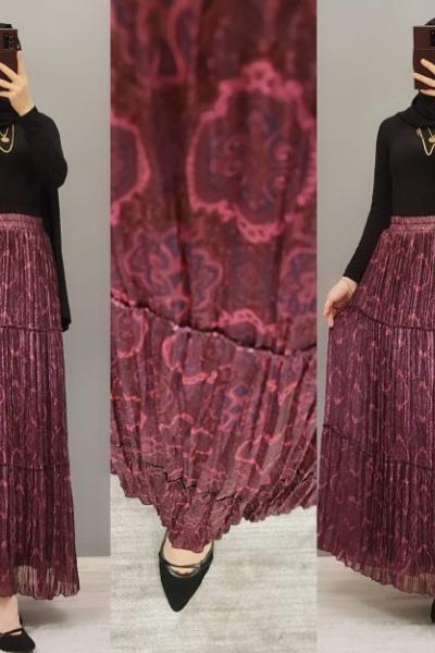 Şifon Etek Zamanı Başladı Hanımlar  Mürdüm