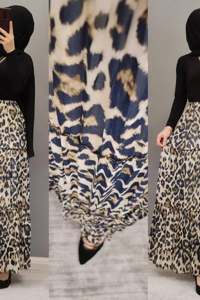 Şifon Etek Zamanı Başladı Hanımlar  Leopar