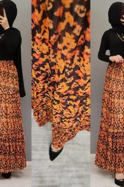 Şifon Etek Zamanı Başladı Hanımlar  Turuncu