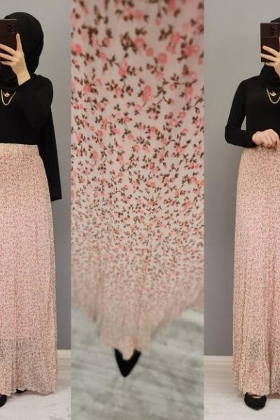 Şifon Etek Zamanı Başladı Hanımlar  Pembe