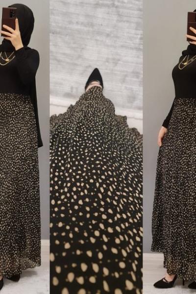 Şifon Etek Zamanı Başladı Hanımlar  Siyah Taş