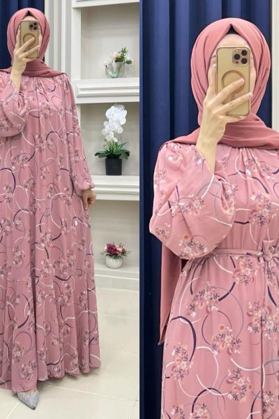 Şimal Şifon Elbise Pembe