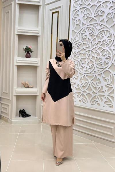 Simetri Tesettür Takımım Kemik Pudra