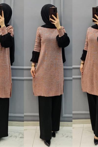 Simli Triko Takımım Gül